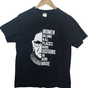 Graphic‎ Tops RBG Ruth Bader Ginsburg Women Belong Quote Black T-Shirt Medium